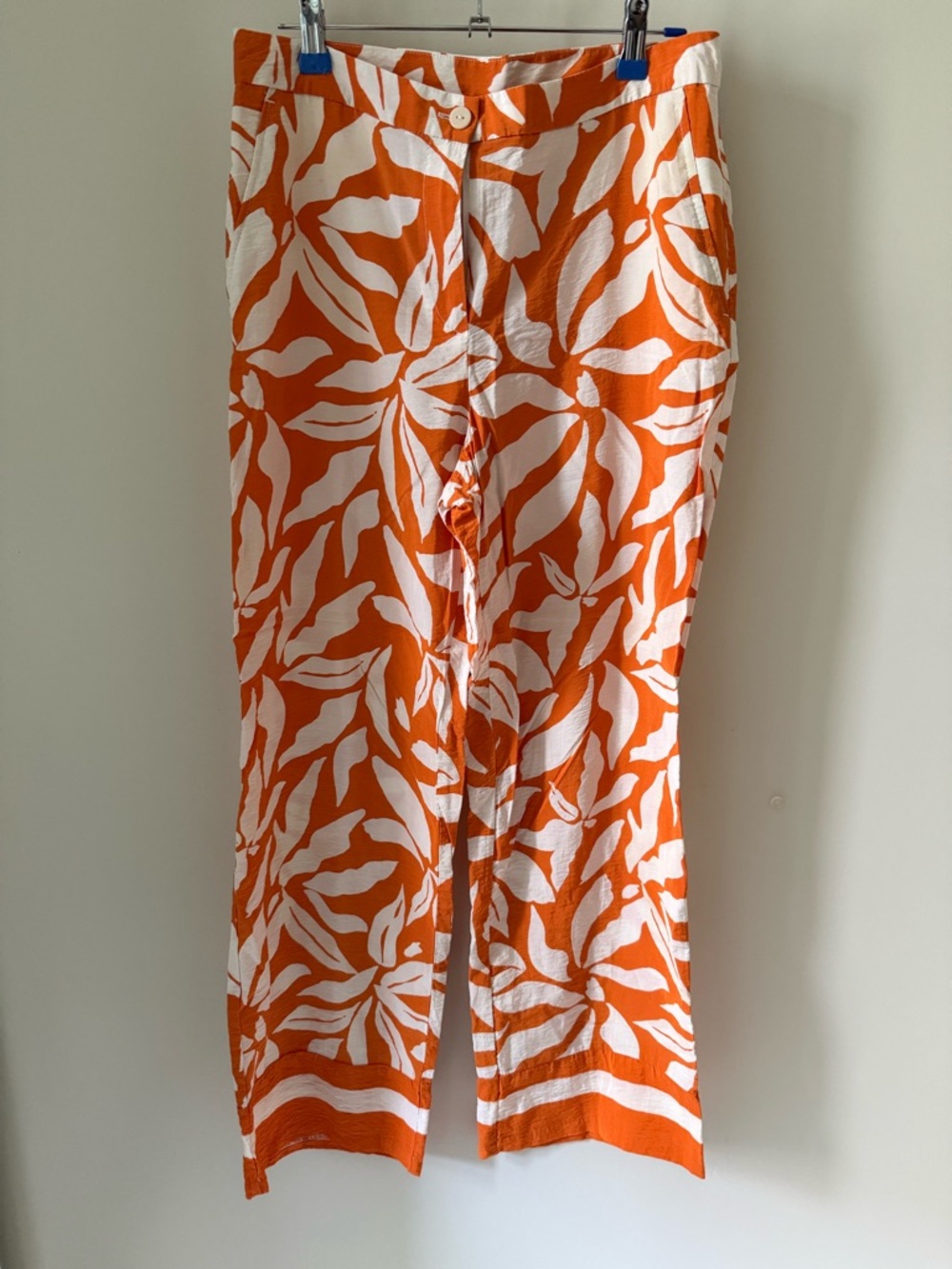 H&M Orange & White Printed Wide-Leg Pants